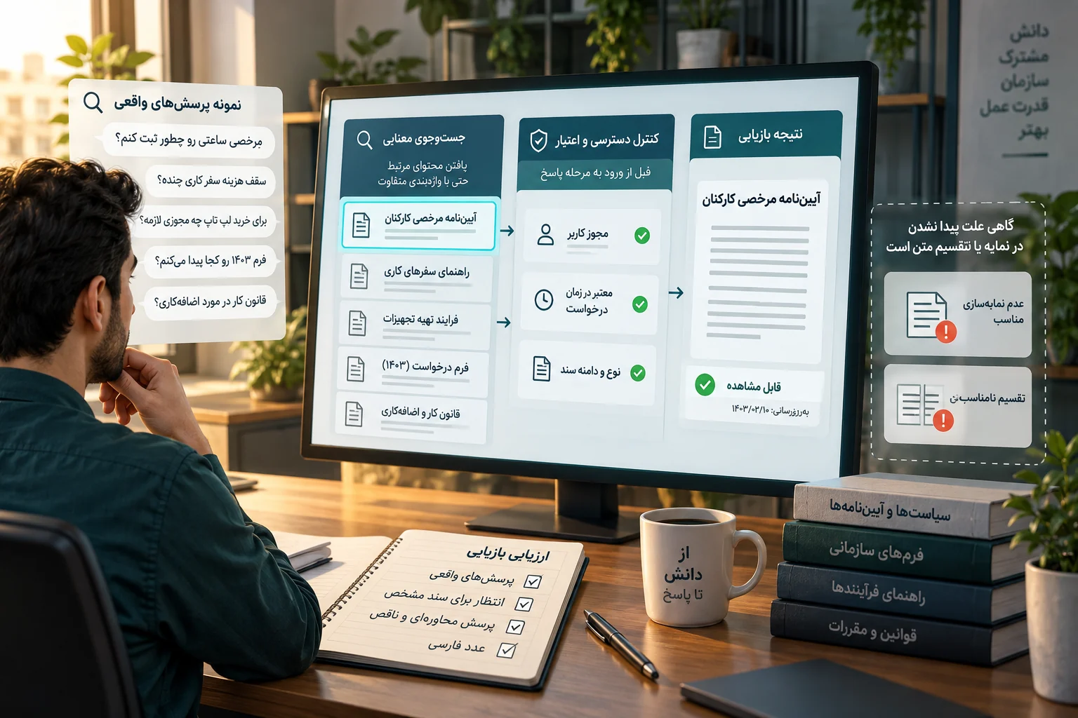 جست‌وجوی اسناد و انتخاب بخش مرتبط به عنوان شاهد