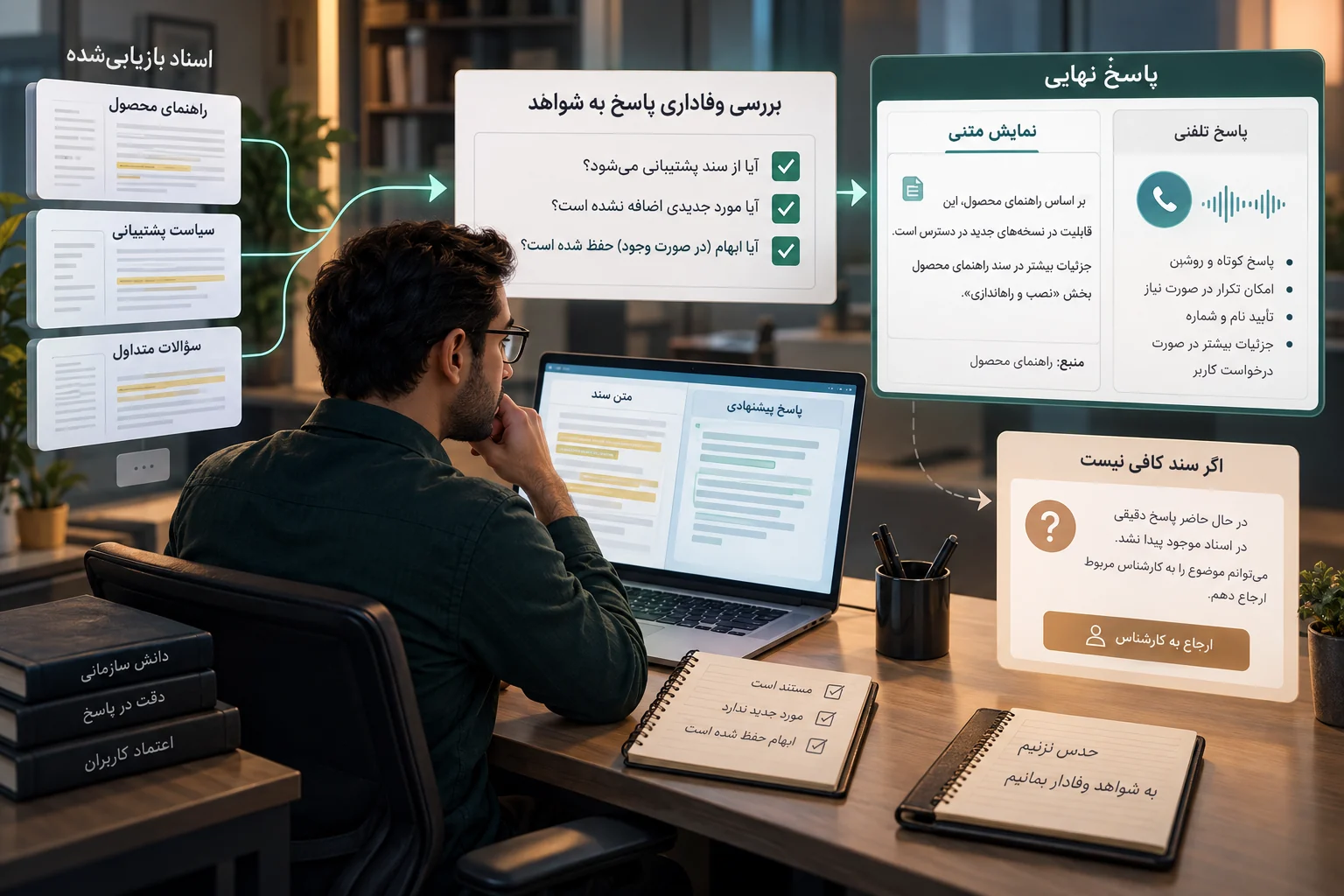 اتصال گزاره‌های پاسخ به بخش‌های مستند بازیابی‌شده